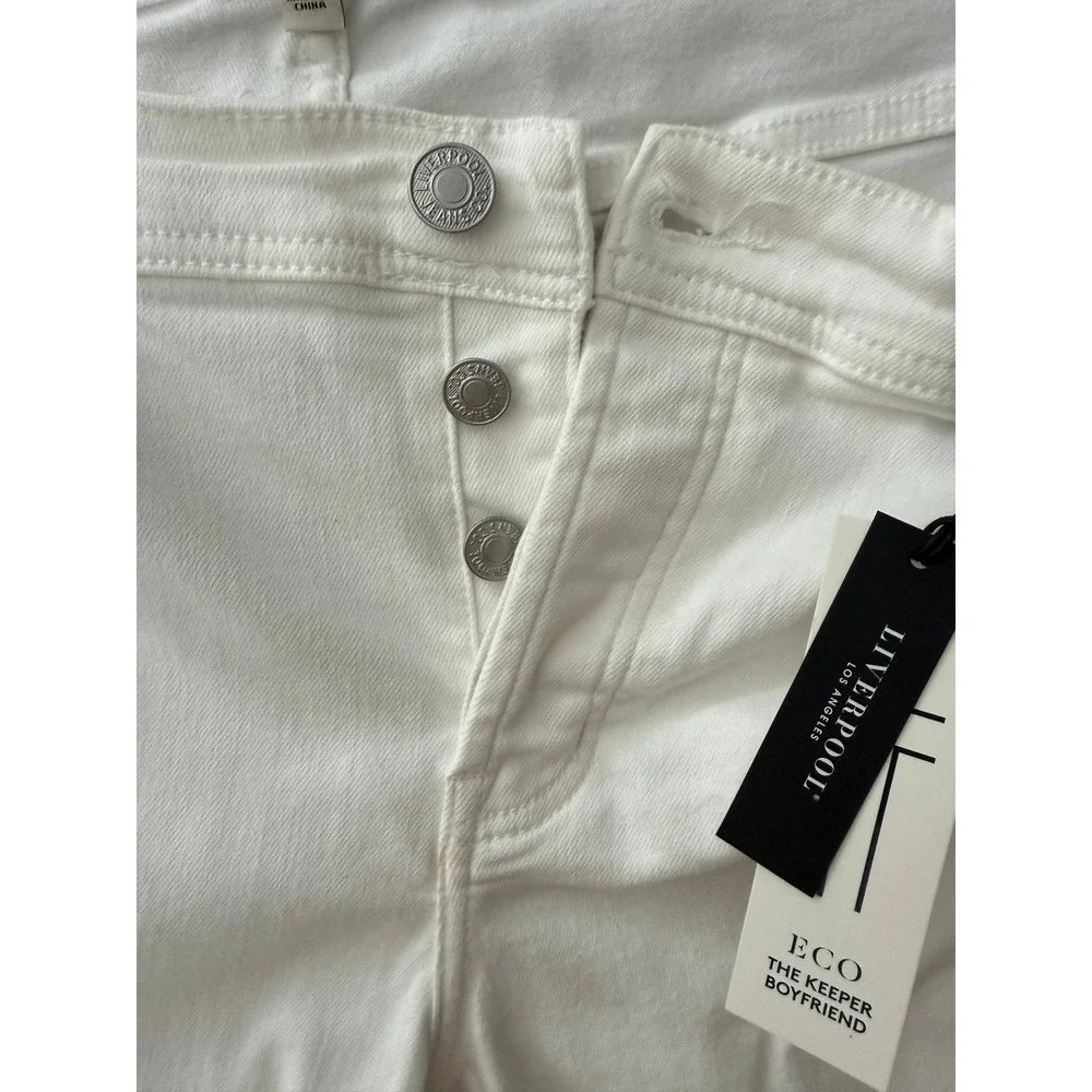 NWT Liverpool Los Angeles‎ Eco The Keeper Boyfriend Jeans Plus White Stretch 14W